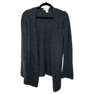 Minnie Rose Womens Cardigan Sweater Medium Charcoal Cashmere Open Front Soft